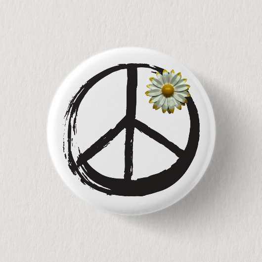 平和シンボル戦争の愛1960sサインデイジーの愛 缶バッジ (正面)