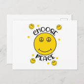 平和シンボル絵文字顔 インビテーションポストカード (正面/裏面)