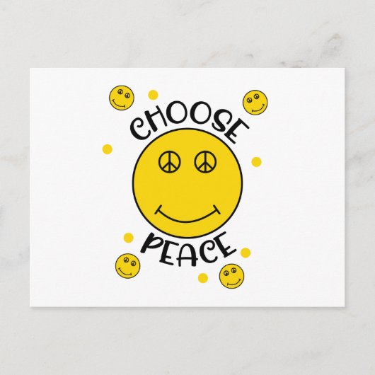 平和シンボル絵文字顔 インビテーションポストカード (正面)