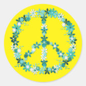 平和シンボル花パワークラシックラウンドステッカー ラウンドシール (正面)