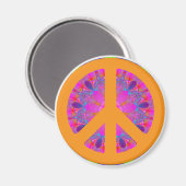 平和シンボル、サイケデリックデザイン マグネット (正面/裏面)