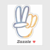 平和シンボルVサイン自由アンチ戦争ブルー黄色 シール (シート)