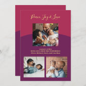 平和ジョイ愛モダン家族シンプル写真コラージュ シーズンカード (正面/裏面)