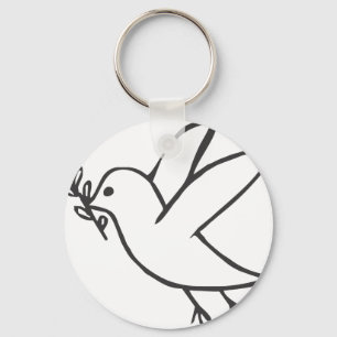 平和スケッチのロゴのカスタムな鳩 キーホルダー