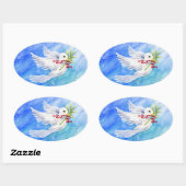 平和ステッカーのクリスマス鳩 楕円形シール (シート)