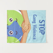 平和ストップ集団暴力握手 タペストリー (正面(横))