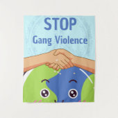 平和ストップ集団暴力握手 タペストリー (正面)