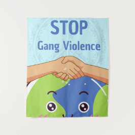 平和ストップ集団暴力握手 タペストリー