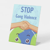 平和ストップ集団暴力握手 台座サイン (正面)