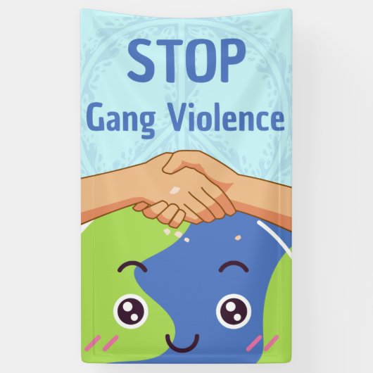 平和ストップ集団暴力握手 横断幕 (縦)