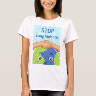 平和ストップ集団暴力握手 Tシャツ