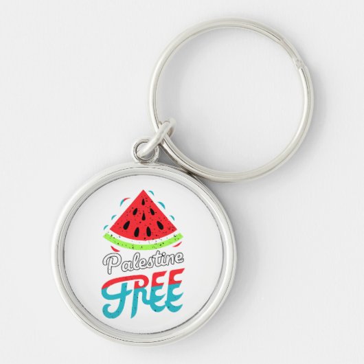 平和スライススイカフリーパレスティナ – サポート キーホルダー (正面)