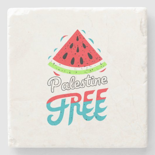 平和スライススイカフリーパレスティナ – サポート ストーンコースター (正面)