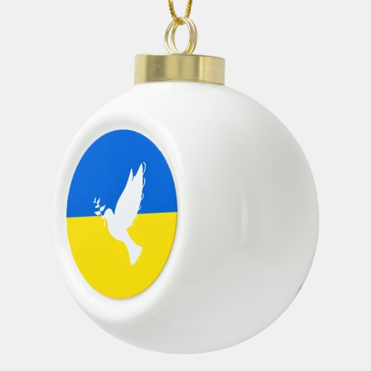 平和ドーヴクリスマスオーナメントウクライナ国旗の自由 セラミックボールオーナメント (右)