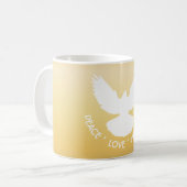 平和ハトがホワイト飛行で金ゴールドにエレガント  コーヒーマグカップ (正面左)