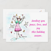 平和ハトでハートを連れてくる赤いガウンド・エンジェル  シーズンカード (正面/裏面)