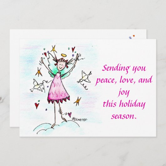 平和ハトでハートを連れてくる赤いガウンド・エンジェル  シーズンカード (正面/裏面)