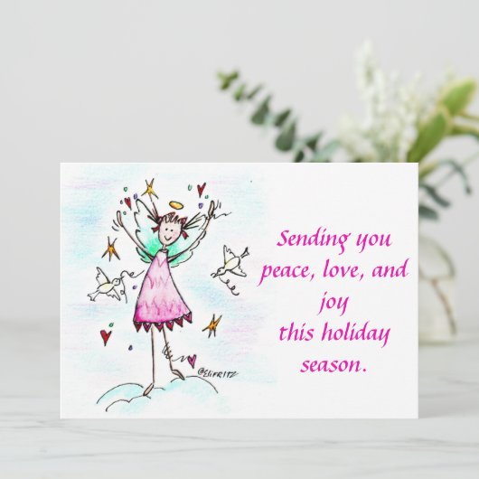 平和ハトでハートを連れてくる赤いガウンド・エンジェル シーズンカード (スタンド正面)