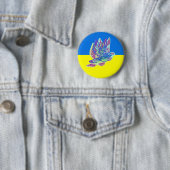 平和ハトカラフルブでウクライナ国旗を支持 缶バッジ (インサイチュ)