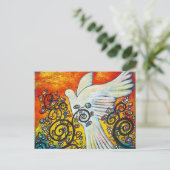 平和ハト飛んでいるブはがき ポストカード (スタンド正面)