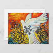 平和ハト飛んでいるブはがき ポストカード (正面/裏面)