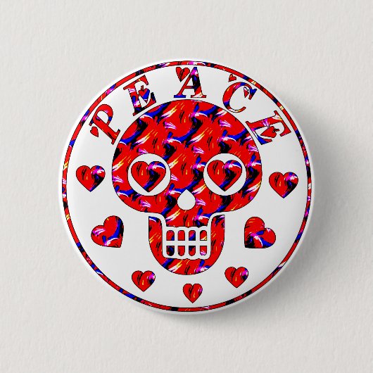 平和ハートのスカル 缶バッジ (正面)