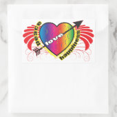 平和ハート 長方形シール (バッグ)