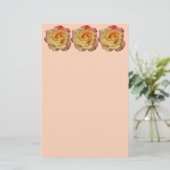 平和バラ美しいピンクと黄色のフローラ 便箋 (スタンド正面)