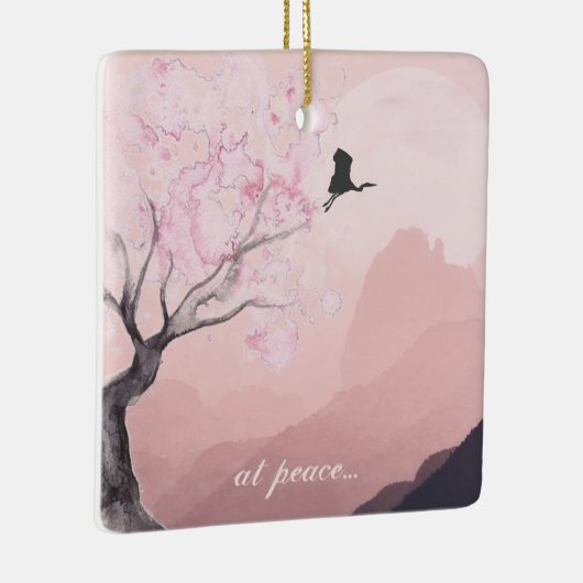 平和パーソナライズされたの山の日本のクリスマス セラミックオーナメント (右)