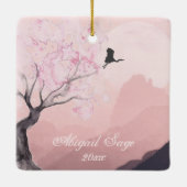 平和パーソナライズされたの山の日本のクリスマス セラミックオーナメント (裏面)