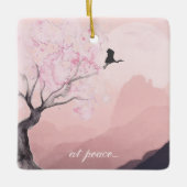 平和パーソナライズされたの山の日本のクリスマス セラミックオーナメント (正面)