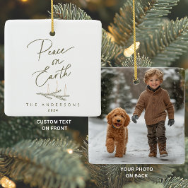 平和パーソナライズされたオンアース写真クリスマス セラミックオーナメント