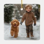 平和パーソナライズされたオンアース写真クリスマス セラミックオーナメント (裏面)