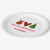 平和パーソナライズされた愛クリスマスライトグリーンレッド ペーパープレート (アングル)
