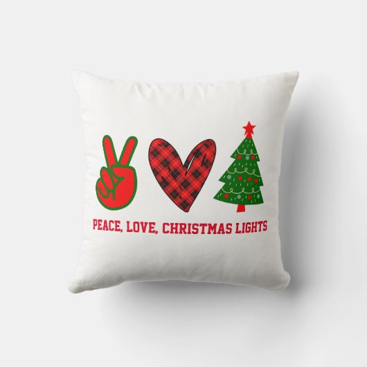 平和パーソナライズされた愛クリスマスライトレッドグリーン クッション (裏面)