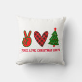 平和パーソナライズされた愛クリスマスライトレッドグリーン クッション (正面)
