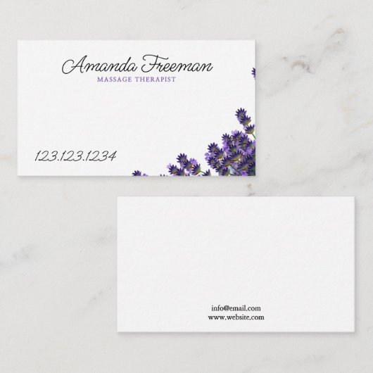 平和パープルラベンダーマッサージセラピー 名刺 (正面/裏面)