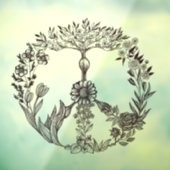 平和フローラスケッチかわいいボホヒッパイフラワーアート ウィンドウサイン (シート3)