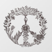 平和フローラスケッチかわいいボホヒッパイフラワーアート ウィンドウサイン (シート)