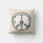 平和フローラスケッチかわいいボホヒッパイフラワーアート クッション (正面)