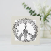 平和フローラスケッチかわいいボホヒッパイフラワーアート サンキューカード (スタンド正面)