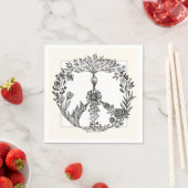 平和フローラスケッチかわいいボホヒッパイフラワーアート スタンダードカクテルナプキン (インサイチュ)