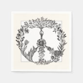 平和フローラスケッチかわいいボホヒッパイフラワーアート スタンダードカクテルナプキン (正面)