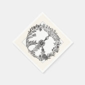 平和フローラスケッチかわいいボホヒッパイフラワーアート スタンダードカクテルナプキン (角)