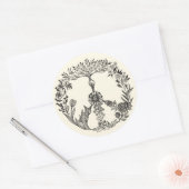 平和フローラスケッチかわいいボホヒッパイフラワーアート ラウンドシール (封筒)