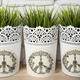 平和フローラスケッチかわいいボホヒッパイフラワーアート ラウンドシール