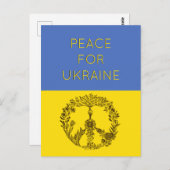 平和フローラスケッチブルー&イエローウクライナ国旗 ポストカード (正面/裏面)