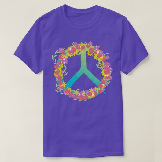 平和フローラヒッピー Tシャツ (デザイン正面)