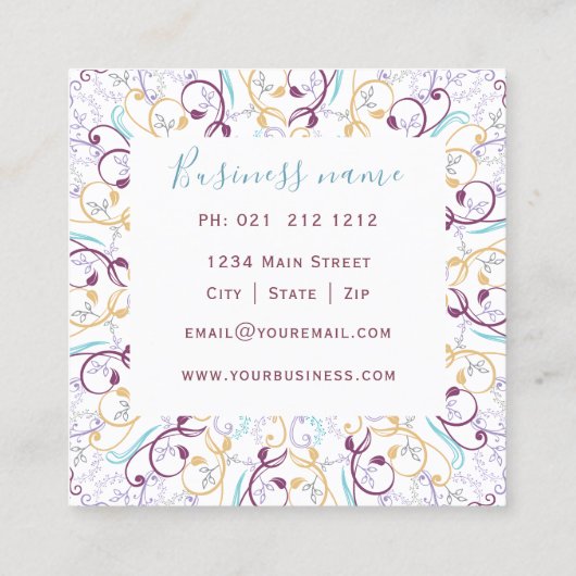 平和フローラ曼荼羅ヨガ瞑想 スクエア名刺 (裏面)