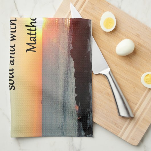 平和マタイ22:37日の出の聖なる書物、 経典デザイン キッチンタオル (四つ折り)